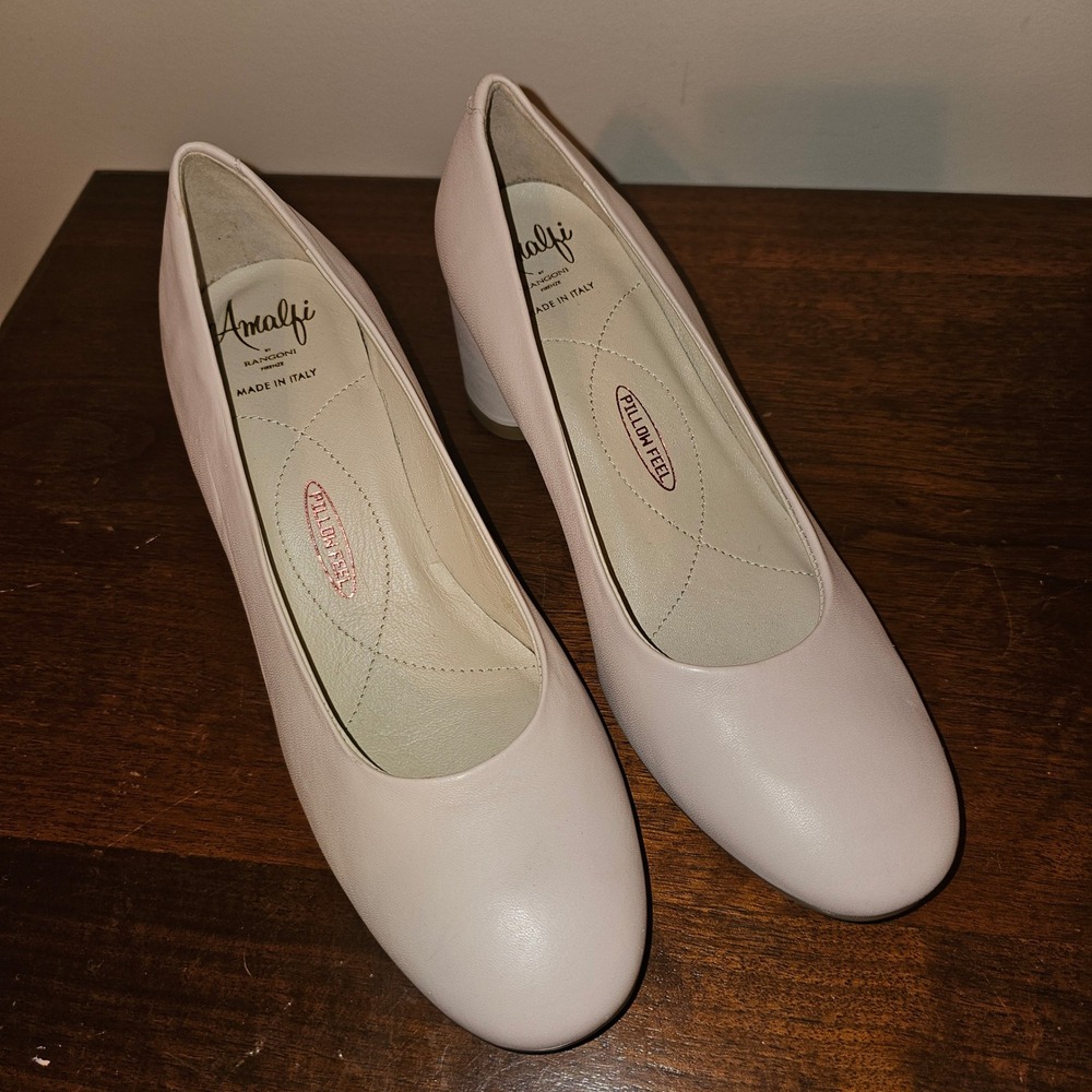 Amalfi by Rangoni Firenze Pink Leather Block Heel Pumps Pillow Feel Italy 6.5 W